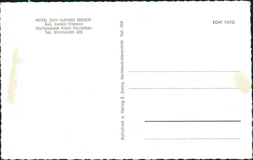 Ansichtskarte Woffelsbach-Simmerath HOTEL Zum kleinen Seehof - 4 Bild 1963