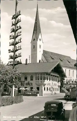 Ansichtskarte Bernau am Chiemsee Straßenpartie am Gasthaus Alter Wirt 1966