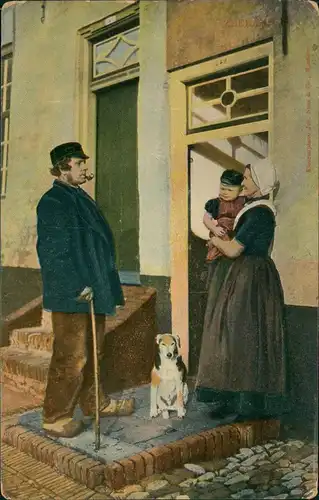 .Niederlande Folklore Niederlande Typen Trachten Mann Frau mit Kind 1909