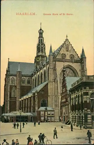 Postkaart Haarlem Groote Kerk of St Bavo. 1908
