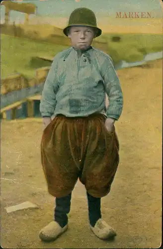 Postkaart Marken-Waterland Insel Marken Typen frecher Junge 1911