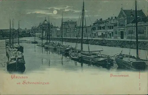 Scheveningen-Den Haag Den Haag Hafebstraat - Mondscheinlitho 1899