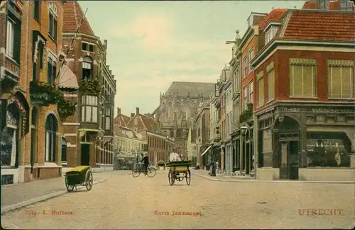 Postkaart Utrecht Utrecht Karte Jansstraat, Radfahrer 1909