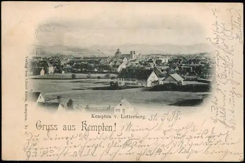 Ansichtskarte Kempten (Allgäu) Blick vom Lotterberg 1898