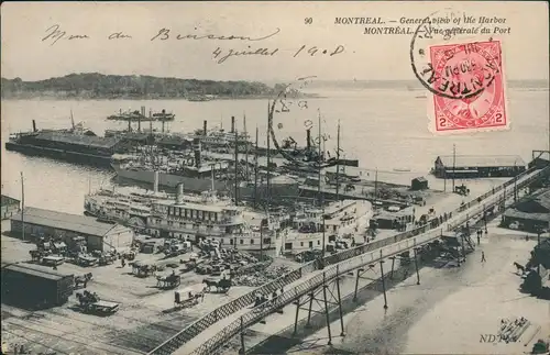 Postcard Montreal Hafen Schaffelraddampfer Steamer - Canada 1908