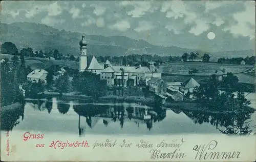 Ansichtskarte Höglwörth-Anger Partie an der Stadt, Mondscheinlitho 1899