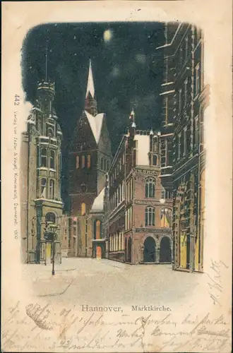 Ansichtskarte Hannover Marktkirche bei Nacht 1901