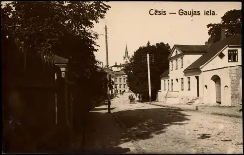 Postcard Wenden Cēsis Gaujas iela. Fotokarte Latvia 1930  gel,