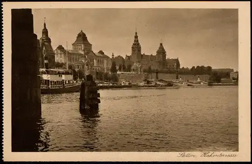 Postcard Stettin Szczecin Hakenterrasse Schiffe 1928