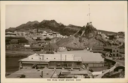 Postcard Aden عدن The Flag Staff Station/Hafen 1926