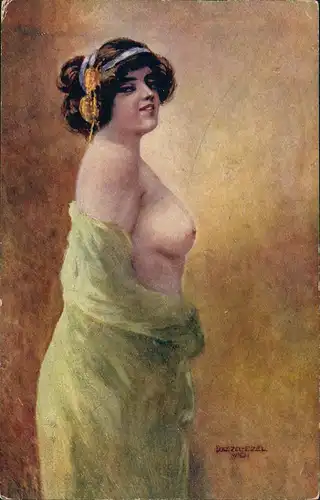 Ansichtskarte  Erotik (Nackt - Nude) nackte schöne Frau - Künstlerkarte 1913