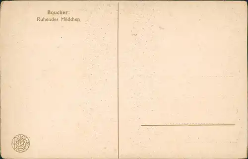 Künstlerkarte: Gemälde Erotik (Nackt - Nude) Boucher: Ruhendes Mädchen 1914