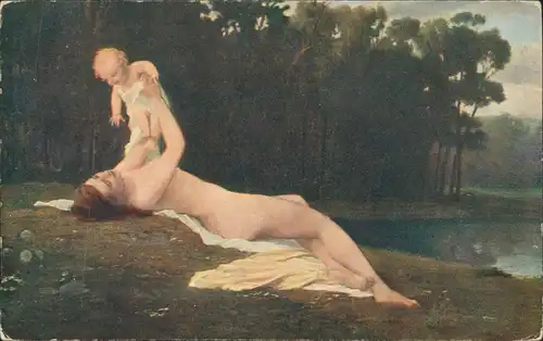 Künstlerkarte: Gemälde ED. LEBIEDZKY. Nach dem Bade. schöne nackte Frau 1913