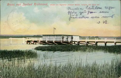 Ansichtskarte Erkner Gruss aus Seebad Richmond. Strandhalle 1912