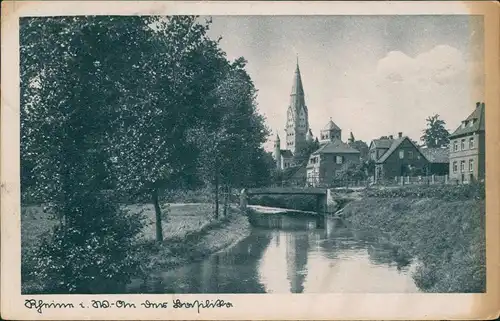 Ansichtskarte Rheine Westfalen Flusspartie - Kirche 1943
