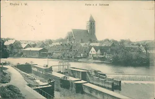 Ansichtskarte Rheine Westfalen Partie  Schleuse 19155   Feldpoststempel Geprüft
