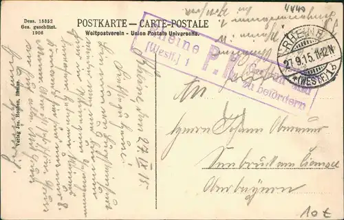 Ansichtskarte Rheine Westfalen Partie  Schleuse 19155   Feldpoststempel Geprüft