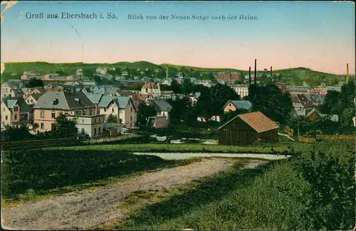 Ebersbach Neugersdorf Blick von der Neuen Sorge nach der Heine Oberlausitz 1915