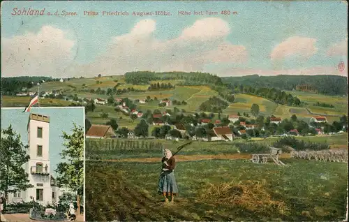 Sohland (Spree) Prinz Friedrich August-Höhe, Bäuerin bei der Feldarbeit 1907