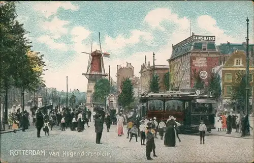 Rotterdam Rotterdam Hogendorpsplein. Straßenbahn Windmühle 1911