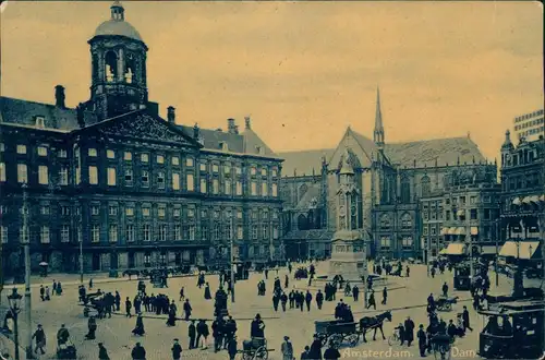 Postkaart Amsterdam Amsterdam Dame - belebter Platz 1909