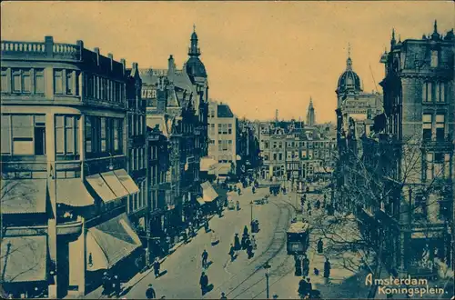 Postkaart Amsterdam Amsterdam Koningsplein. Tram 1911