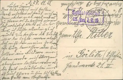 CPA Etain zerstörte Straße WK1 1915  gel. Feldpoststempel