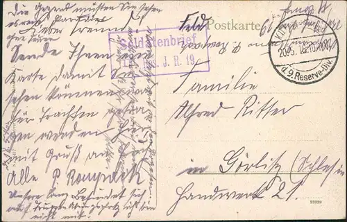 Ansichtskarte  Elsässerin Lothringerin Typen Ak Trachten 1916 Feldpoststempel