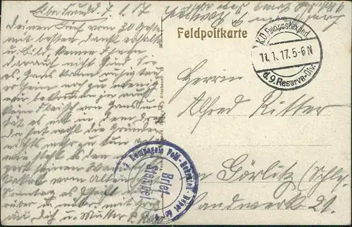 CPA Sainte-Marie-à-Py im Wk1 zerstörte Häuser 1917  gel. div. Feldpoststempel