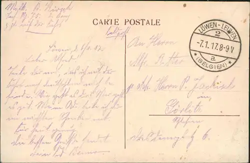 Postkaart Löwen Louvain Eglise Saint-Pierre. 1917  gel. Feldpoststempel
