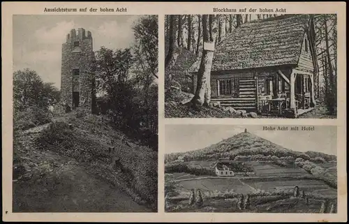 Ansichtskarte Adenau 3 Bild Aussichtsturm hohe Acht, Blockhaus, Hotel 1925