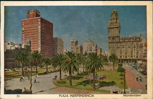 Postcard Montevideo Plaza Indepencia 1927