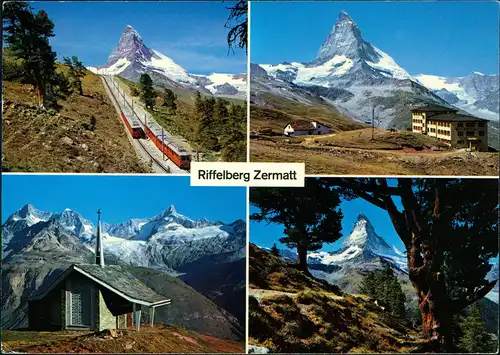 Zermatt Mehrbild-AK Umlandansichten Gornergratbahn Hotel Riffelberg 1986