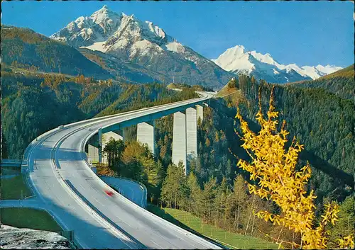 Innsbruck Umland-Ansicht mit Europa Brücke in Tirol über dem Silltal 1980