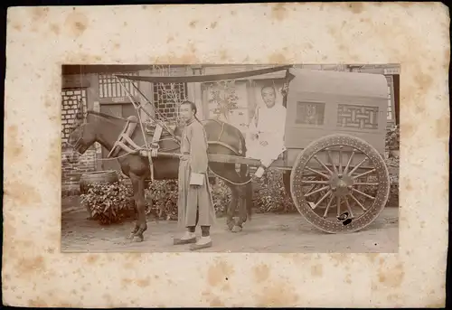 China Trachten 中國 Adliger im Pferdewagen 1907 Privatfoto Foto