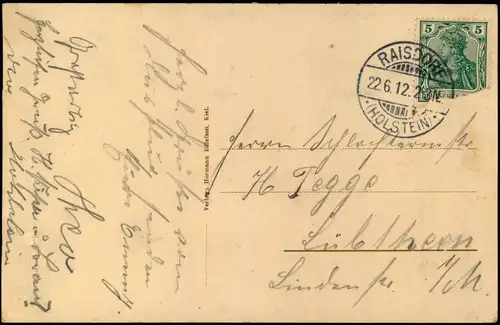 Kiel Schwentinetal, Blick von Villa Fernsicht. 1912 Stempel Raisdorf Holstein