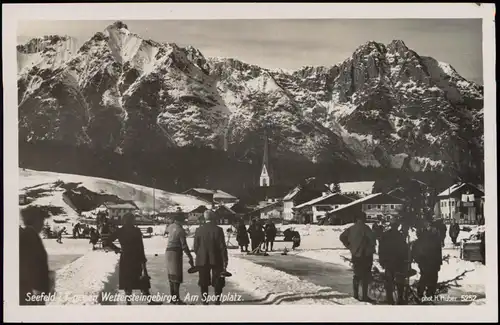 Ansichtskarte Seefeld Am Sportplatz, belebt im Winter 1931