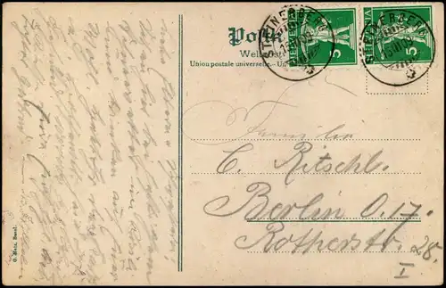 Steinerberg (Schwyz) 3 Bild: Künstlerkarte Villa Aufdermauer Gasthof Rössli 1911