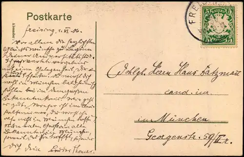 Ansichtskarte Freising Alt-Öttinger Kapelle und Klerikal-Seminar 1906