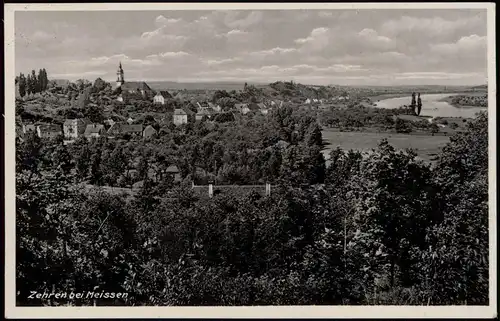 Ansichtskarte Zehren-Diera-Zehren Blick auf Stadt und Elbe 1936