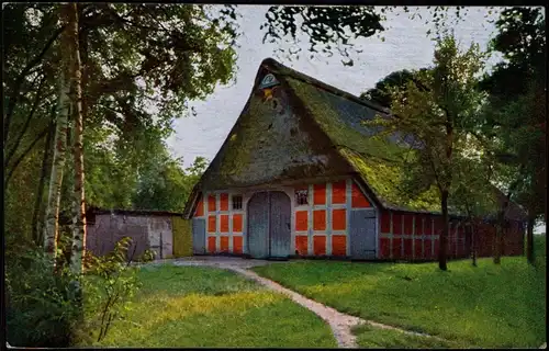 Künstlerkarte: Gemälde / Kunstwerke , faksimile Ölgemälde Heidehäuser 1912