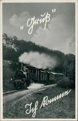 Ansichtskarte  Dampflokomotive - Ich Komme! 1938  gel. Stempel Bad Elster