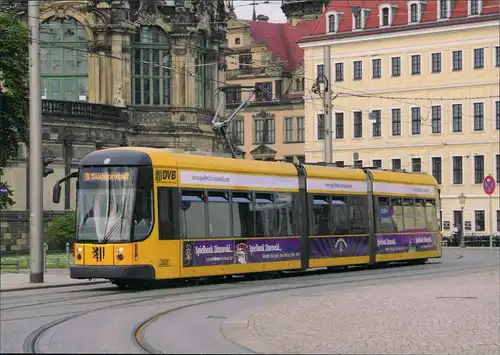 Dresden Straßenbahn Triebwagen 2625, NGT D8DD, Bj. 2008 am Postplatz 2012