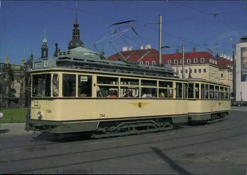 Dresden Straßenbahn Triebwagen 734, Bj. 1913, MAN, Umbau 1966 Postplatz 2009