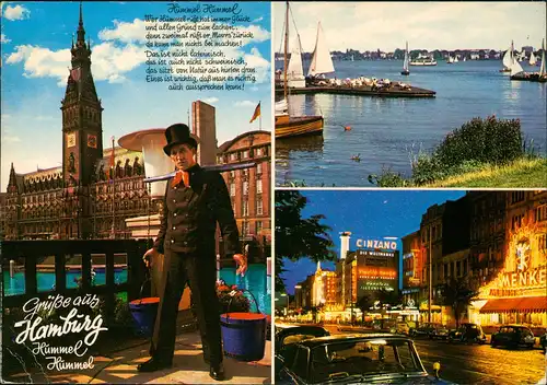 Hamburg Mehrbild-AK mit Rathaus, Original Hummel, Reeperbahn, Alster 1965
