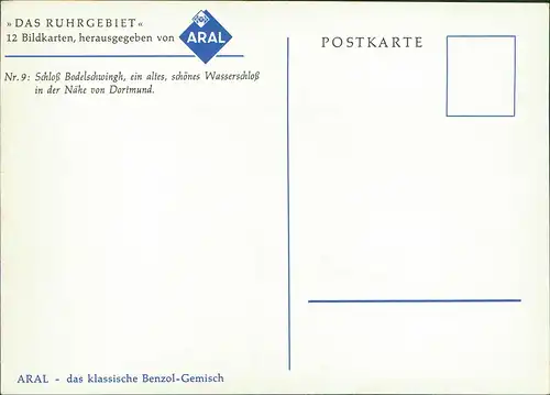 Dortmund Schloss Bodelschwingh Wasserschloss ARAL Werbekarte Künstlerkarte 1970