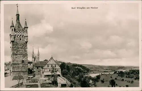 Ansichtskarte Bad Wimpfen Panorama-Ansicht, Partie am Neckar 1958