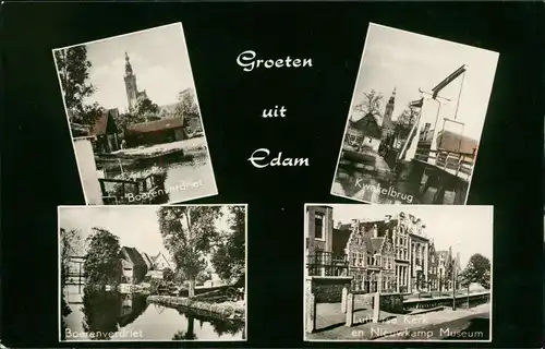 Postkaart Edam-Edam-Volendam Mehrbildkarte mit 4 Ortsansichten EDAM 1955