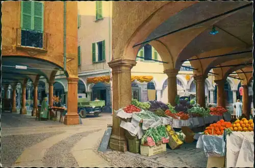 Lugano Portici di Via Pessina; Straßenverkauf Obst & Gemüse 1960