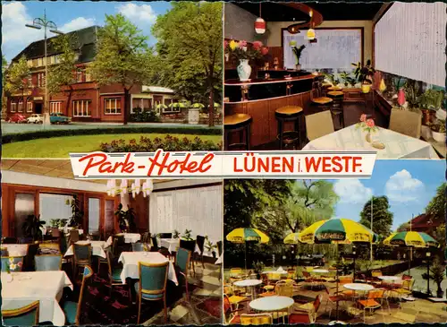 Lünen (Westfalen) PARK-HOTEL Stadthausplatz, Reklame-Karte mit Lageplan 1970